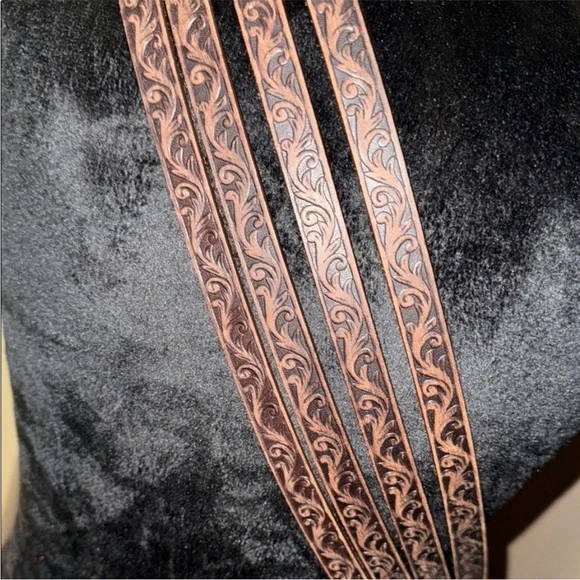 Brown Embellished Belt with Silver Accents - Picture 3 of 8